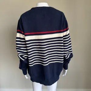 J. Crew 100% Cotton Striped Oversized Coastal Knit Sweater Size XL thumbnail 3