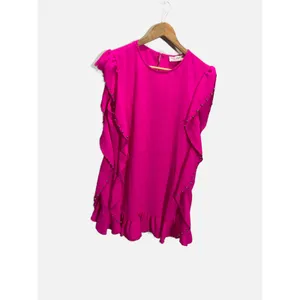 Hope Isabella Dress Womens Large Pink Ruffle‎ Studded Mini Shift Party Summer thumbnail 3