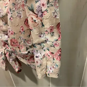 Cute creamy blush floral ruffle crop silky 1 shoulder crop top mermaid fairy thumbnail 8