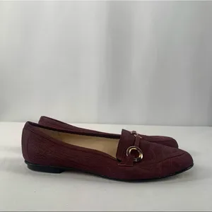 Rangoni Croc Embossed Leather Loafers in‎ Eggplant Size 8 thumbnail 2