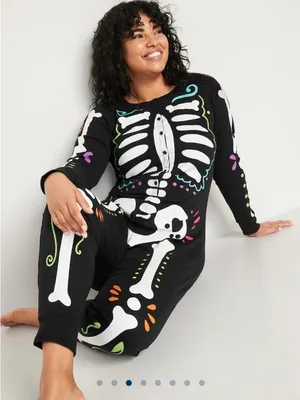 Old Navy Long Sleeve Skeleton Onesie Neon/White/Black thumbnail 5
