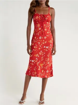 Reformation Camira Floral-Print Crepe Midi Dress in Borsa 6 thumbnail 8