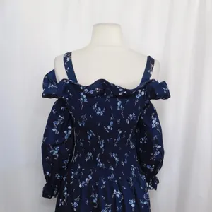 Revolve‎ REBECCA TAYLOR Francine Off Shoulder Dress Floral Smocked Navy Blue 0 thumbnail 9