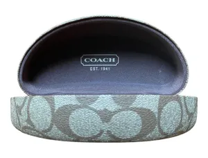Coach Signature C Khaki Brown Hard Clamshell Eyeglass Sunglasses Case Canvas thumbnail 1