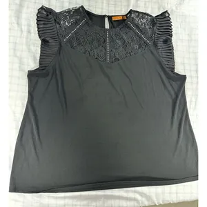 Belldini Black Lace & Rhinestone Flutter Sleeve Top - Size 2X thumbnail 3