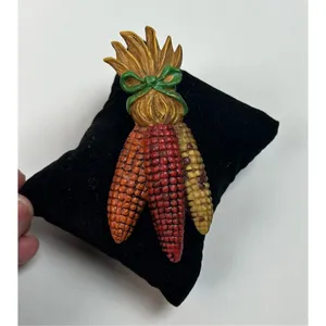 Papel Giftware Vintage Pin Brooch Thanksgiving Harvest Corn Red Orange Yellow Us thumbnail 6