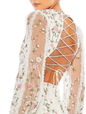 Mac Duggal 70159 Long Sleeve Embellished Ivory Cut Out Gown thumbnail 4