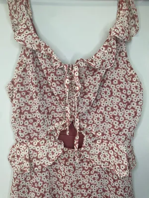 NWOT Lulus Mauve Pink Floral Print Ruffled Skater Dress thumbnail 6