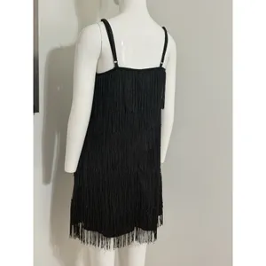 Dreamgirl Black Flapper Fringe Mini Dress Party Dance Women’s Size L thumbnail 6