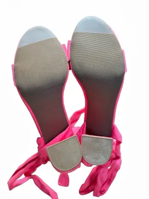 Trary Pink Suede Lace-Up Ankle Strap Chunky Block Heel Sandals Size 9 NIB thumbnail 6