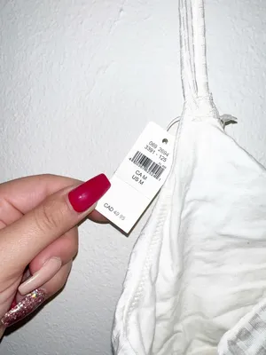 Aerie women’s White Lace-Back floral Cropped built in bra double strap Cami thumbnail 6
