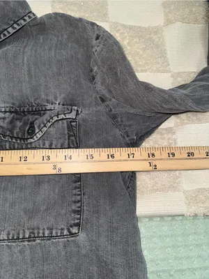 Pilcro Anthropologie Washed Black Denim Button-Up Shirt XXS‎ thumbnail 2