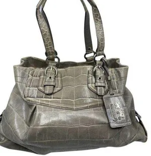 COACH Animal Embossed Leather Gray Shoulder Bag thumbnail 1