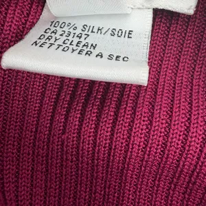 Talbots Silk Cardigan Sweater Womens M Cranberry Burgundy Ribbed Button Front LS thumbnail 5