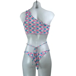 Frankies Bikinis Syd Swirl Geometric One Shoulder Two Piece Bikini Swimwear S thumbnail 3
