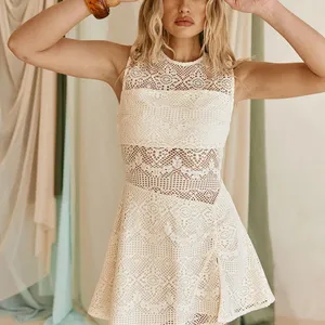 SABO Gem Dress Sleeveless Cream Crochet Fit & Flare Mini Dress US Size 8 thumbnail 2