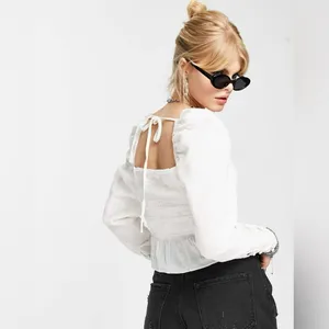 Free People chloe puff sleeve blouse in white Size Medium thumbnail 3