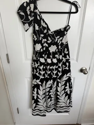 Anthropologie One Shoulder Floral Midi Dress 8 thumbnail 4