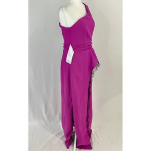 JS Collections New Hayley One Shoulder Column Evening Gown Cerise Black thumbnail 13