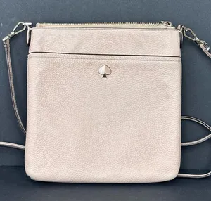 Kate Spade Polly Small Swing Pack Neutral Pink Pebbled Leather Crossbody Bag. thumbnail 1