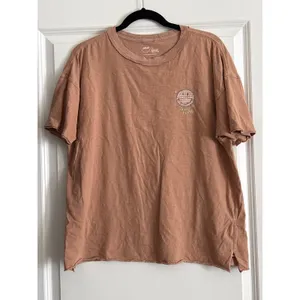 Aerie Brown Graphic T-Shirt Spring Fling‎ Disco Ball Smiley Face Oversized Small thumbnail 3