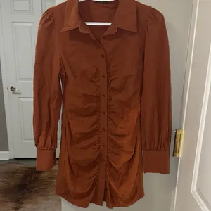 White Fox Boutique not so subtle mini dress buttoned dip dyed brown western S thumbnail 2