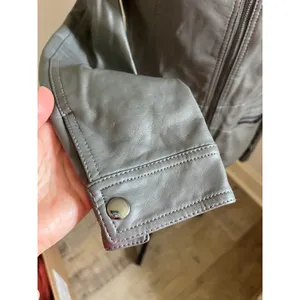 Joujou Gray Leather Jacket Womens XS Moto Zip Up Quilted Biker‎ Edgy Urban Chic thumbnail 3