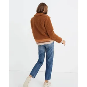 Madewell Sherpa Portland Jacket In Gold Peckan Snap Button‎ Brown XS thumbnail 4