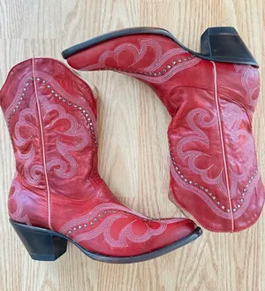 Old Gringo Shay Red Embroidered Studded Western Ankle Boots Size 9 thumbnail 1