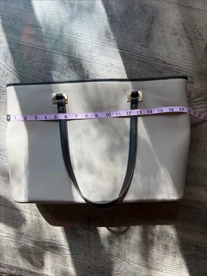 Anne Klein Cream Tote with Black Handles and Gold Hardware thumbnail 7