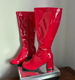 Ellie Red Knee High Boots thumbnail 1