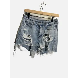 American Eagle 90s Boyfriend Shorts‎ Womens 6 Light Wash Distressed Denim thumbnail 2