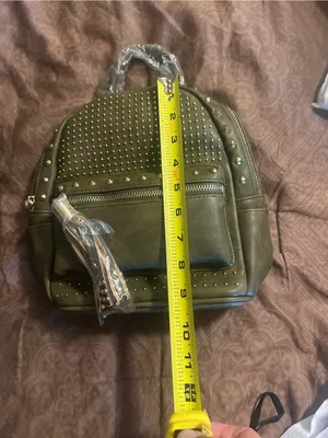 Olive Green Faux Leather Women’s Backpack Purse thumbnail 9