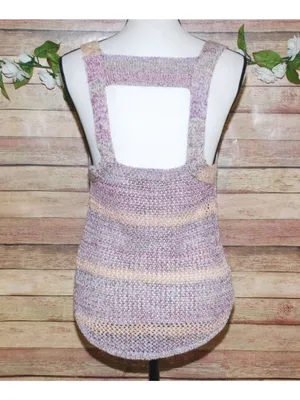 We The Free Crochet Tank Top Medium Purple Lavender Multicolor Open Back thumbnail 6