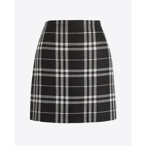 J.Crew Black & White Plaid Tweed Mini Skirt thumbnail 3