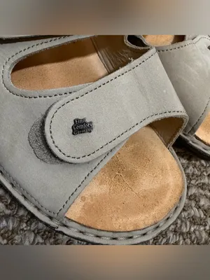 Finn Comfort Light Beige Leather Slip-On Sandals thumbnail 6