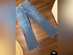 AGOLDE “Pinch Waist” high kick crop summer medium wash denim straight jeans $259 thumbnail 3