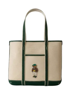 Polo Ralph Lauren Fall Bear Tote in Ecru & Juniper Womens Bag thumbnail 1