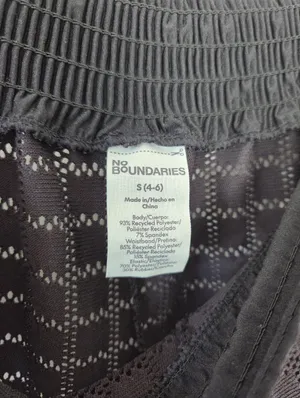 No Boundaries Swim Cover Up Bottom Black Crochet Knit Ruched Sheer Ties Small thumbnail 5