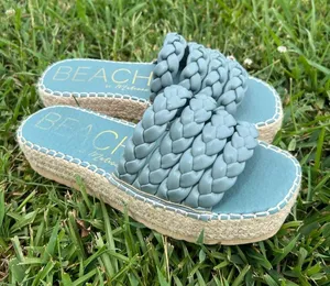 Beach by Matisse Teal Blue Braided Platform Sandals Size 9M thumbnail 1