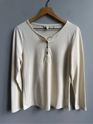 Toad&Co Piru Long Sleeve Henley Ecru Off White Cream Ribbed Top NWOT Size Medium thumbnail 3