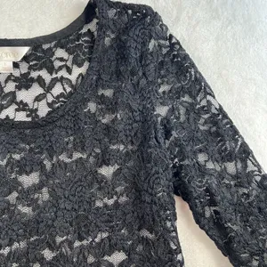 Y2K Style Sz L Top Peplum Sheer Black Lace Whimsygoth Whimsy Sexy Grunge 90s‎ thumbnail 3