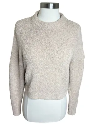 Abercrombie Fitch Soft A & F‎ Sweater Womens S Beige Sherpa Fleece Pullover thumbnail 1