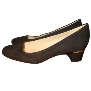 Naturalizer N5‎ Comfort Black Suede Square Toe Block Heel Pumps Gold Detail 6.5M thumbnail 2
