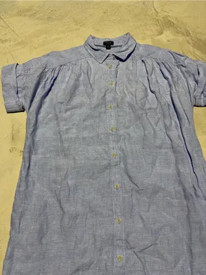 J. Crew Baird Mcnutt Irish Linen Blue Short-Sleeve Button-Front Shirt Dress XS thumbnail 2