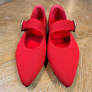Vivaia NEW Maria Pointed Toe‎ Mary Jane Flats Red Size 41 US 9.5 thumbnail 3
