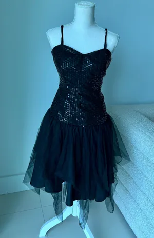 Little black tulle dress with sequins thumbnail 5