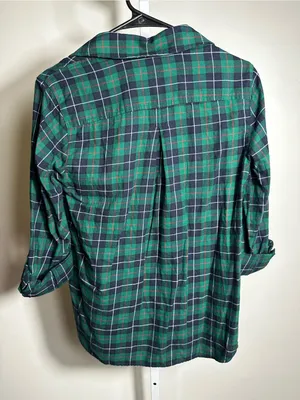 H39. Women’s Tommy Hilfiger Green Plaid Button-Up Shirt thumbnail 5