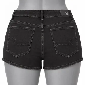 American Eagle Hi-Rise Shortie Black Denim Cutoff Shorts thumbnail 3
