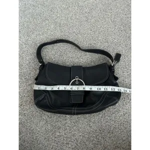 Y2K VTG Coach Soho Black Leather Buckle Flap Shoulder Bag‎ 9248 Contrast Stitch thumbnail 11